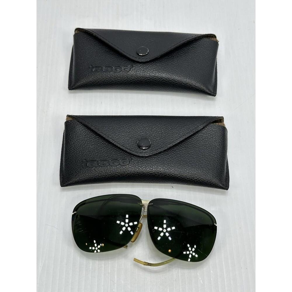 Vintage TASCO Gold‎ Tone Green Lenses Sunglasses Eyewear Target Shooting 2 Cases